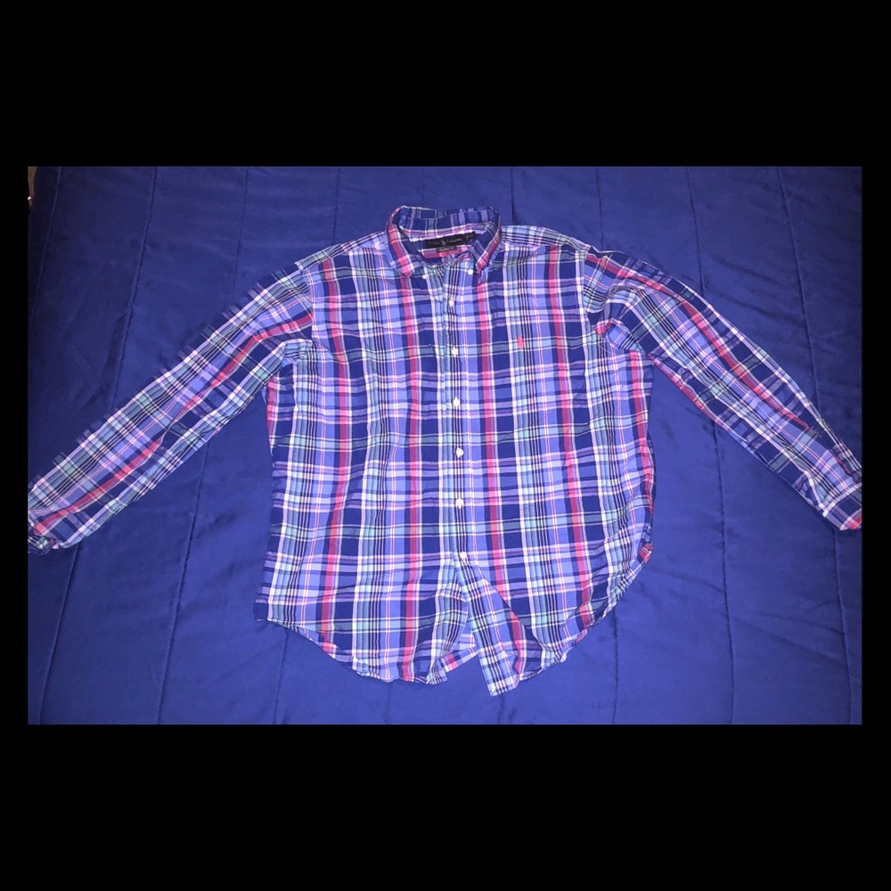 Men’s Polo Plaid Button Down